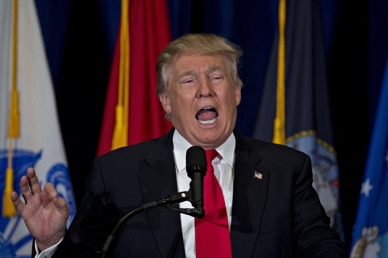 Donald Trump implied that NATO members who don't spend enough money on defense or reimburse the United States don't deserve the protection of the alliance. (Andrew Harrer/Bloomberg)