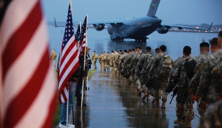 Paratroopers assigned to 1st Brigade Combat Team, 82nd Airborne Division prepare equipment and load aircraft bound for the U.S. Central Command area of operations from Fort Bragg, N.C. on January 4, 2020. This deployment is a precautionary action taken to respond to increased threat levels against U.S. personnel and facilities. The 'Devil' Brigade is the nucleus of the U.S. Immediate Response Force, capable of rapidly deploying anywhere in the world in response to a variety of contingency operations. 