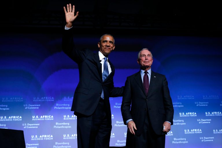 President Obama thanked Michael Bloomberg for his commitment to the gun control fight. (AP Photo/Charles Dharapak)