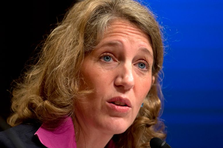 Sylvia Matthews Burwell, the director of the Office of Management and Budget, announced a smaller projected deficit in a blog post on the office's website.  (AP Photo/Carolyn Kaster, File)