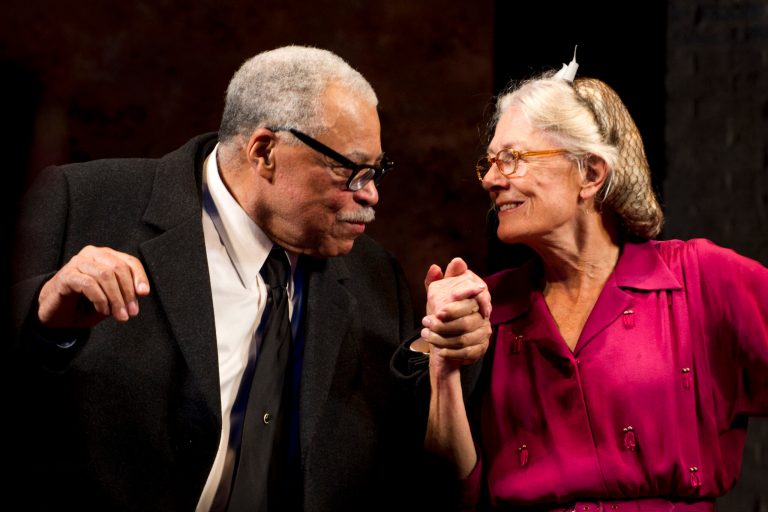   FILE - In this Oct. 25, 2010 file photo, James Earl Jones, left, and Vanessa Redgrave appear at the curtain call for the opening night of 