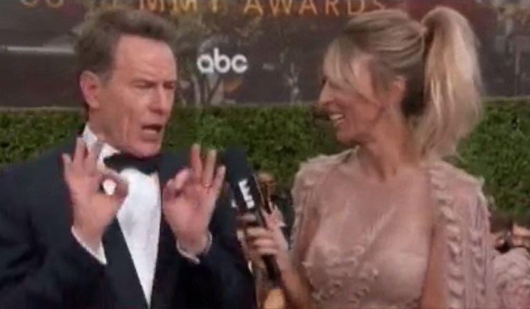 Bryan Cranston broke out his Donald Trump impression on the red carpet at the Emmy Awards, where he said he'd 
