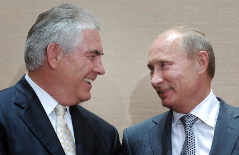That Tillerson has a personal rapport with Putin should not be disqualifying. (AP photo/RIA Novosti, Alexei Druzhinin, pool)