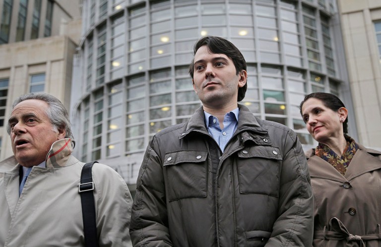 Infamous pharmaceutical executive Martin Shkreli, center, will go before a House panel.