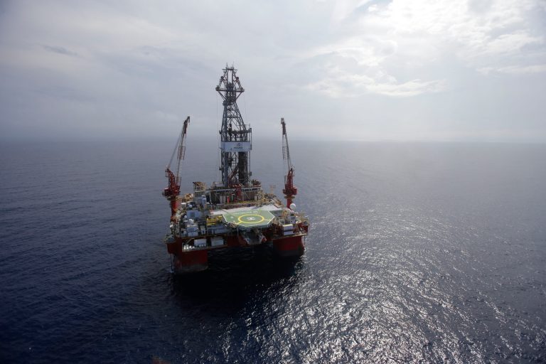 FILE - In this Nov. 22, 2013 file photo, the Centenario deep-water drilling platform stands off the coast of Veracruz, Mexico in the Gulf of Mexico. The Mexican government unveiled on Wednesday, April 30, 2014 its proposed rules for a historic opening of the state-owned oil and energy industry, saying contracts and production licenses should be put out for public bid and go to the company that offers the best return. The rules must still be approved by Congress. Mexico nationalized the oil industry in 1938. (AP Photo/Dario Lopez-Mills, File)