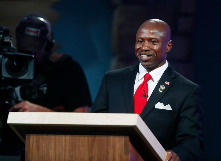 Republican Senate candidate Darryl Glenn is reconsidering voting for Donald Trump just three days after withdrawing his endorsement and urging Trump to quit. (AP Photo/David Zalubowski)