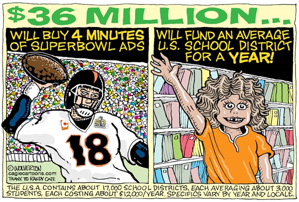 Editorial cartoon: Two ways to spend $36 million