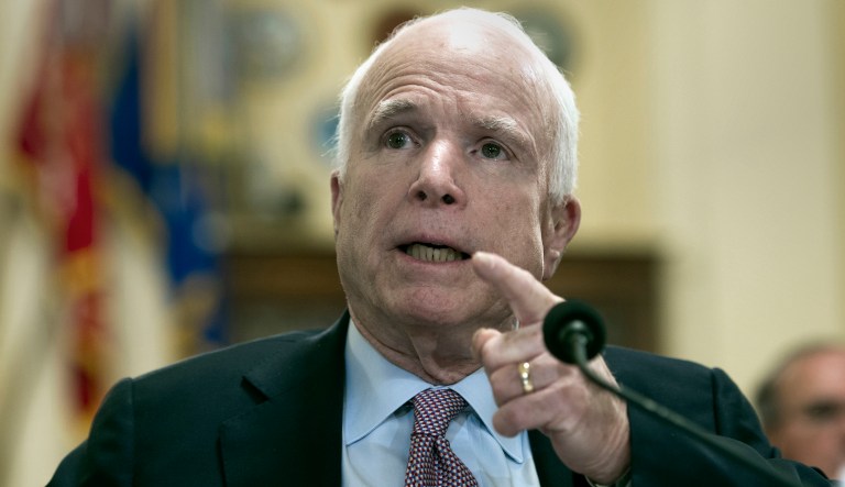 —œThis is the United States of America. We do not do this here. There is no excuse for this kind of thuggish behavior,—? the Arizona Republican said. (AP Photo/Cliff Owen)