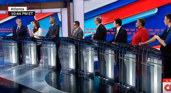 There are eight candidates, including dark horse Pete Buttigieg, the mayor of South Bend, Ind. (Screen shot)