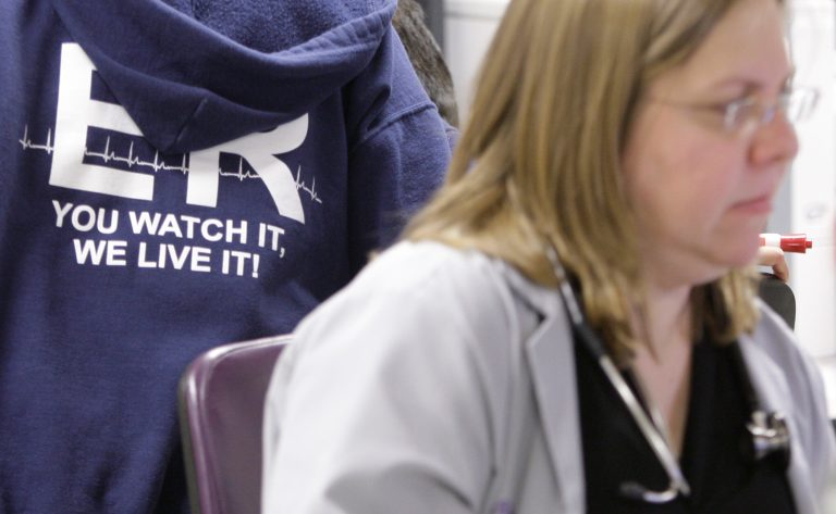 According to a poll conducted by Marketing General Incorporated for the American College of Emergency Physicians, three-quarters of emergency physicians say ER visits are actually on the rise, a significant increase from one year ago. (AP Photo)