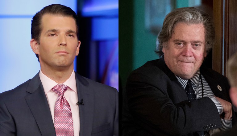 Donald Trump Jr. Wednesday hit back at former White House chief strategist Steve Bannon, saying the Breitbart boss 