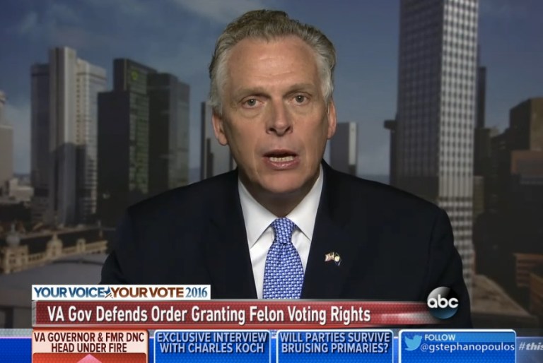 McAuliffe Defends Ex-Felon Voting Rights As ‘Feel Good’ Story