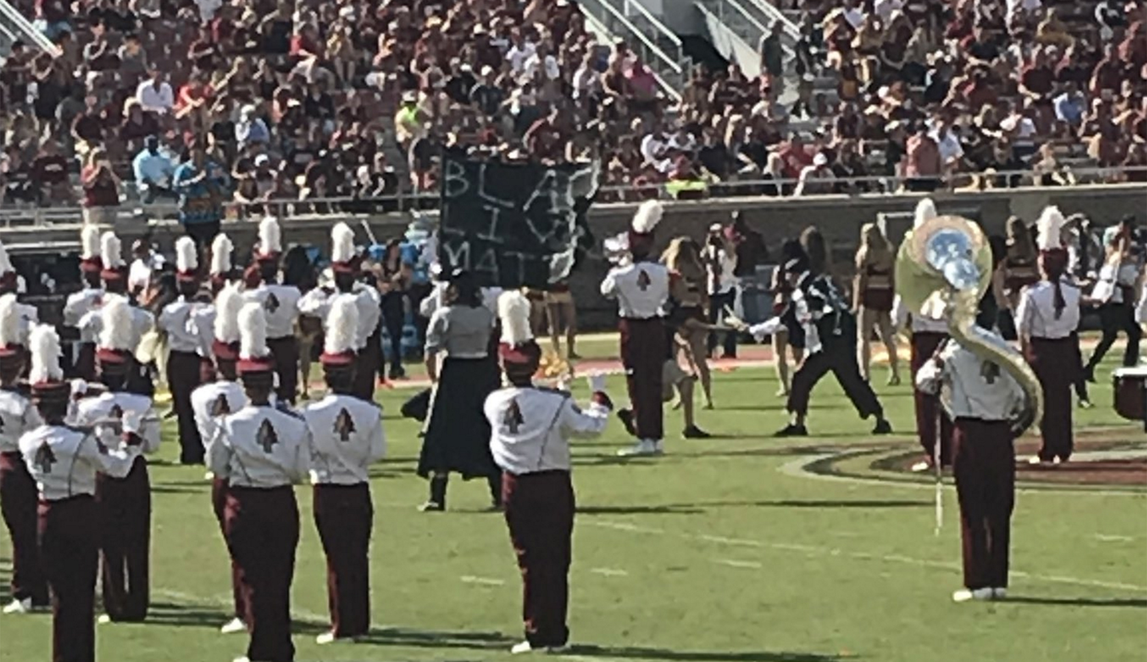 Black Lives Matter flag displayed during FSU halftime performance