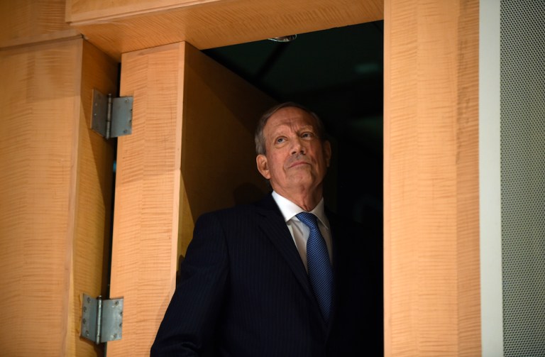 Pataki appeared happy to be back on the campaign trail Saturday, even if it was to support a former opponent. (AP Photo/Susan Walsh)
