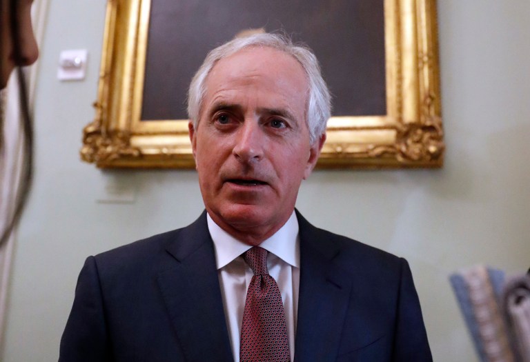 Sen. Bob Corker, who is being considered by Trump's transition team for the secretary of state post, met privately with Vice President-elect Pence Thursday morning. (AP Photo/Alex Brandon)