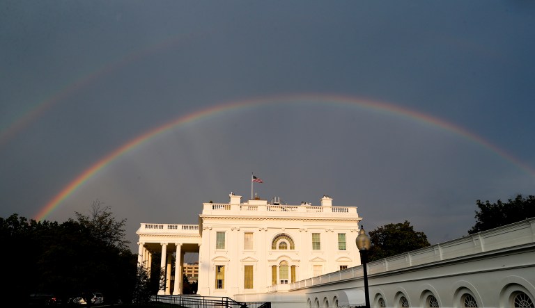 President Trump wasn't in Washington, D.C., to enjoy the view. (AP Photo/Alex Brandon)