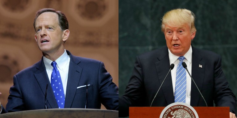 Donald Trump and Sen. Pat Toomey are two Republicans looking for a win in Pennsylvania this year. (AP Images)