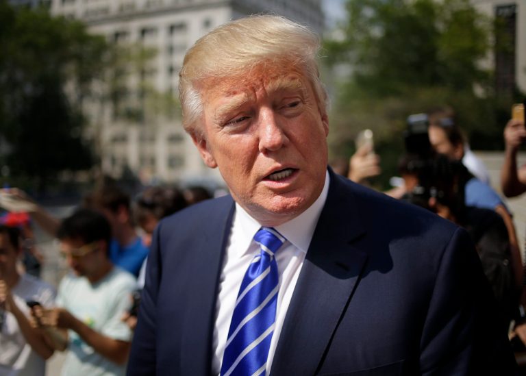 Republican presidential candidate Donald Trump lgarners 24 percent of support, according to the first CNN/ORC poll post-debate. (AP Photo/Seth Wenig)