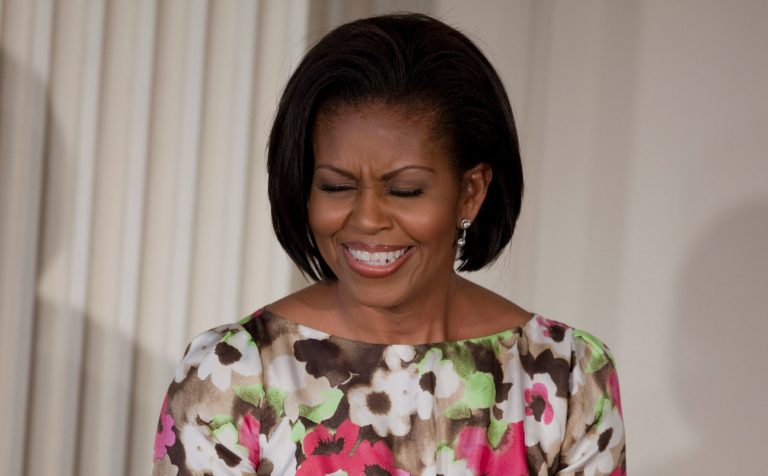 First lady Michelle Obama pauses during a Mother's Day event in the East Room of the White House. (AP/Evan Vucci)