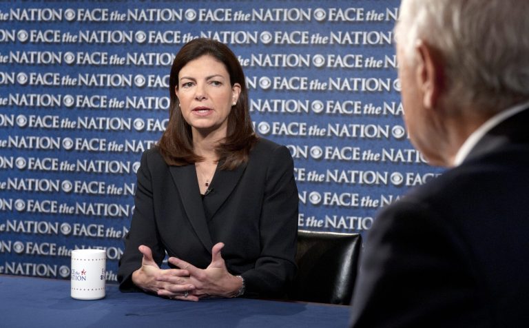 CORRECTING BYLINE TO CBS NEWS TO REFLECT PROPER NEWS ORGANIZATION ATTRIBUTION ALREADY IN CAPTION BODY AND SOURCE - In this June 6, 2013 photo released by CBS News Sunday, June 9, 2013, Sen. Kelly Ayotte, R-N.H., talks on CBS's Face the Nation in Washington. Ayotte said the Senate proposal for immigration reform secures the border and provides a 