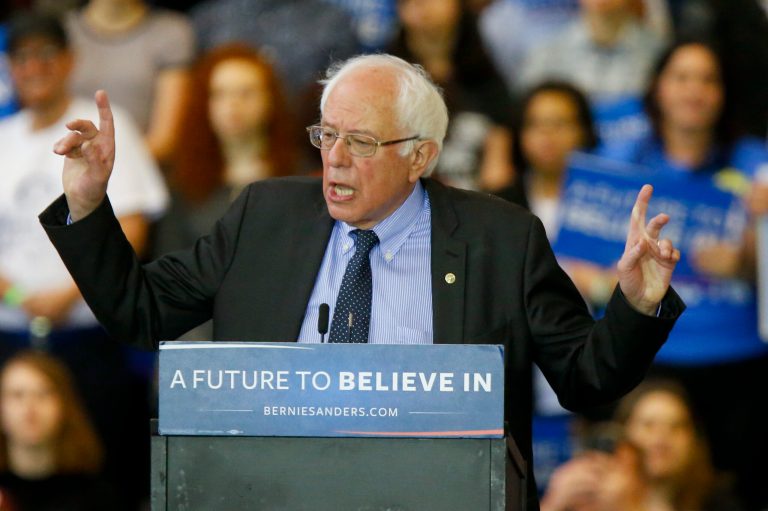 Democratic presidential candidate Sen. Bernie Sanders asserted Friday that he will defeat rival Hillary Clinton in New York's primary. (AP Photo/Keith Srakocic)