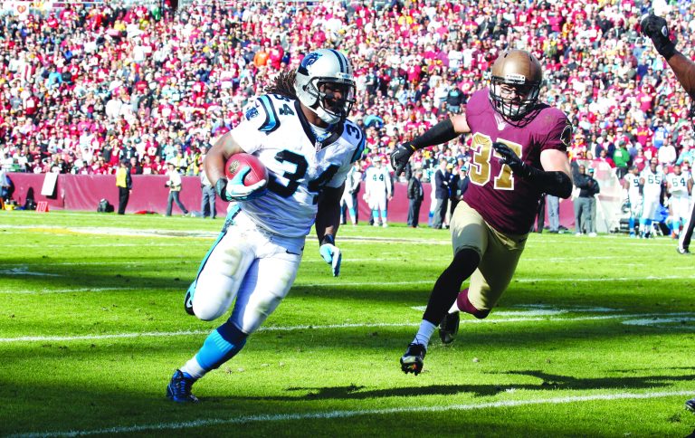 Jennifer Milbrett/The Washington Examiner
An official blew an inadvertent whistle during DeAngelo Williams' 30-yard touchdown run, but it was ruled that it did not affect the play.