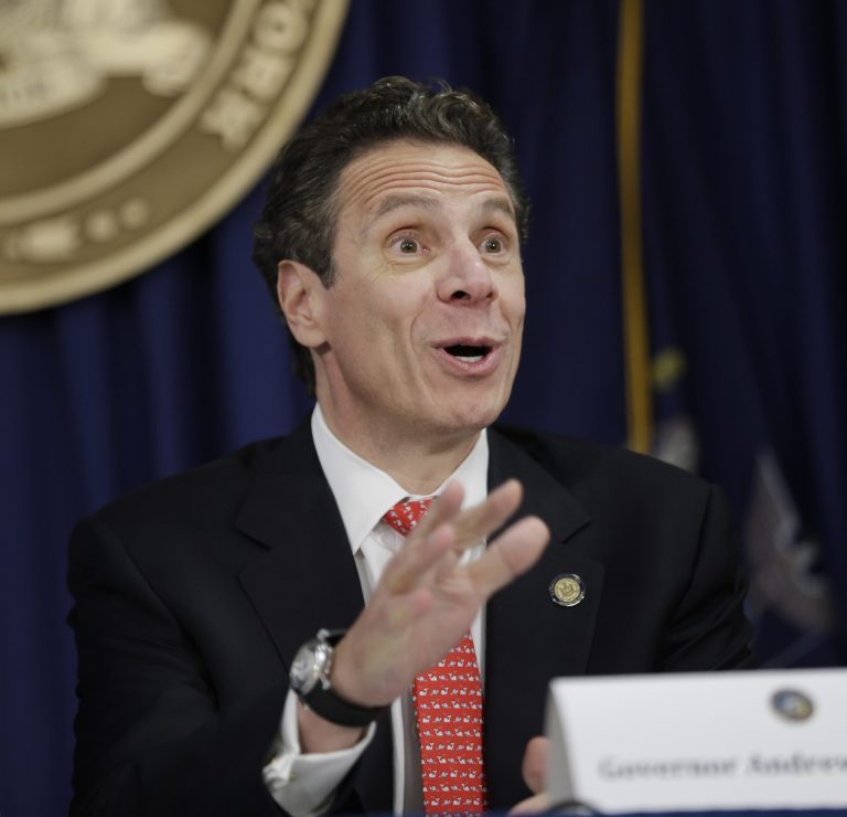 New York governor Andrew Cuomo speaks during a news conference in New York, Thursday, Oct. 16, 2014. Cuomo and other officials were speaking about the state's preparations for an Ebola patient.  Cuomo said that eight hospitals across the state are especially prepared with go-to teams who've been drilled in anti-Ebola protocols. In addition, officials said public transportation systems including New York City's subways and buses are on the alert for possible passengers carrying the virus. (AP Photo/Seth Wenig)