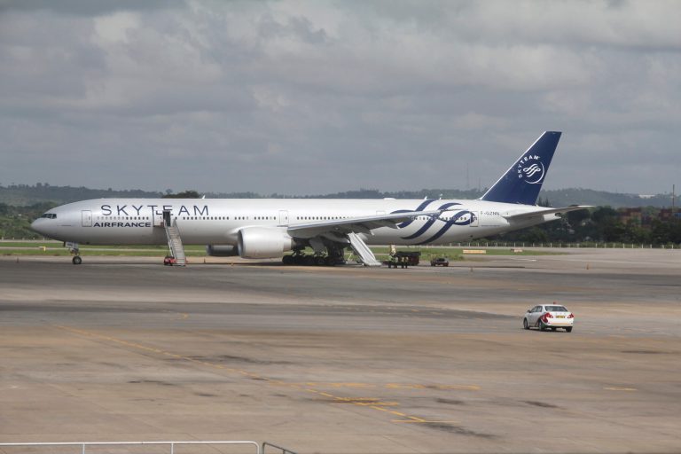 The discovery forced the plane to land in the Kenyan coastal city of Mombasa after the pilots learned of the device. (AP Photo/Edwin Kana)