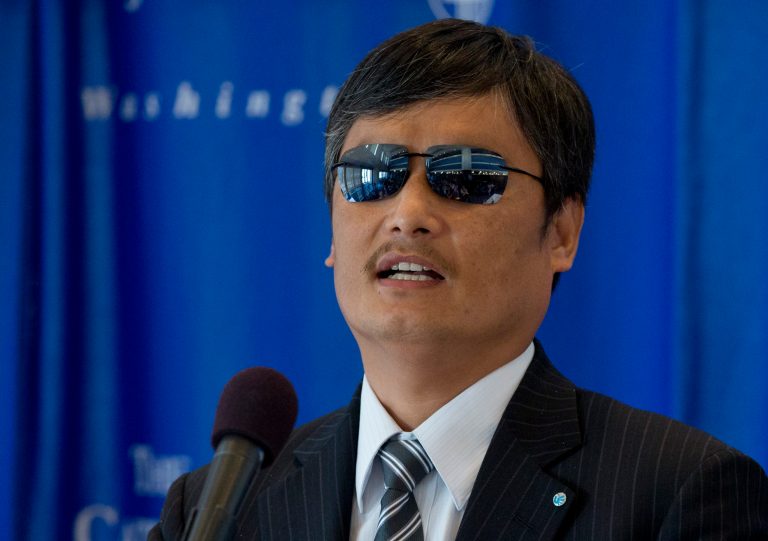 Chinese dissident lawyer Chen Guangcheng spoke Tuesday about the stagnant progress of human rights in the country where he was born, and from which he was forced to flee in 2012. (AP Photo)