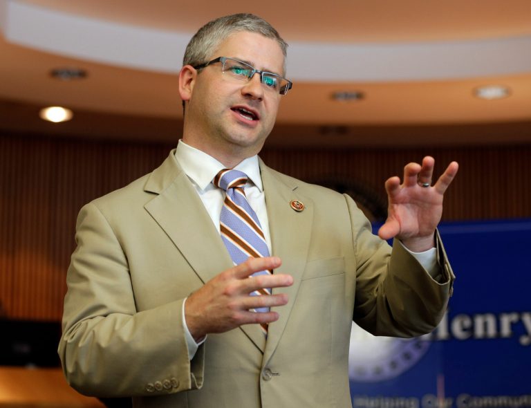 Rep. Patrick McHenry, 39, the majority chief deputy whip from North Carolina, was tapped by Bush, 62, to round up support from House and Senate Republicans for for his 2016 bid.Â (AP Photo/Chuck Burton)