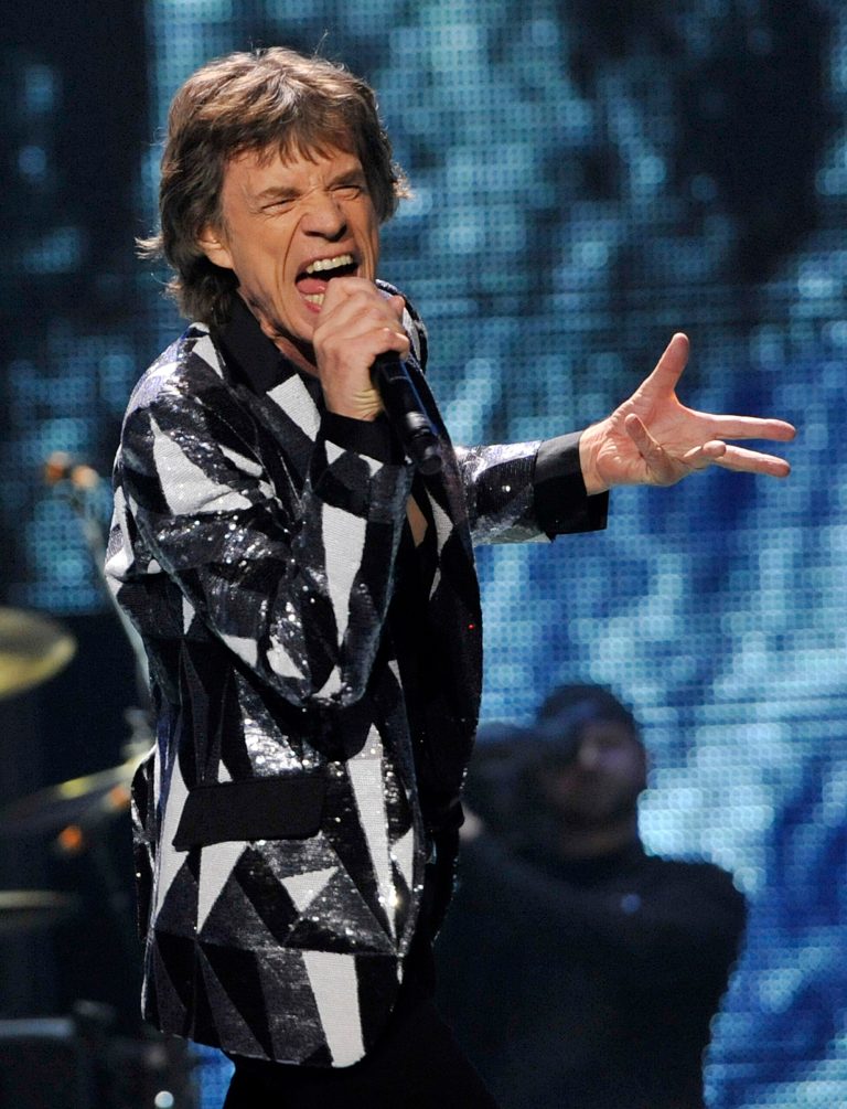 Mick Jagger of the Rolling Stones performs on the kick-off of the band's 