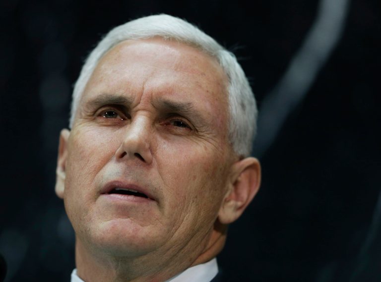 Indiana Gov. Mike Pence delivers his State of the State address to a joint session of the Legislature at the Statehouse on Jan. 14 in Indianapolis. (AP Photo/Darron Cummings)