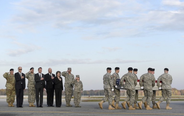 An Army soldier who was injured on Nov. 12 has died as a result of wounds sustained in a suicide bombing. (Steve Ruark/Associated Press)