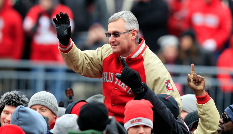 Republicans had been floating the name of former Ohio State head coach Jim Tressel to run against Sen. Sherrod Brown, D-Ohio, this year. (AP Photo/Jay LaPrete)
