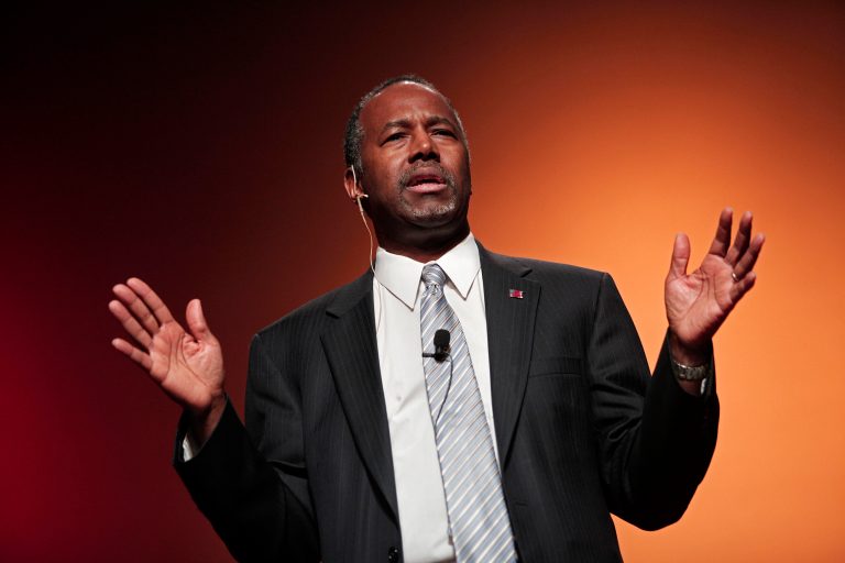 Republican Dr. Ben Carson, a retired neurosurgeon, speaks as he officially announces his candidacy for president of the United States in Detroit, Mich. (Bill Pugliano/Getty Images)
