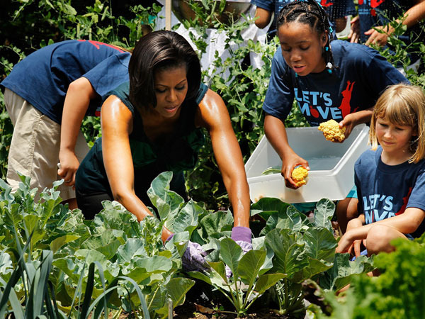 Among first lady Michelle Obama's initiatives are her veggie garden on the South Lawn and her kid-centered 