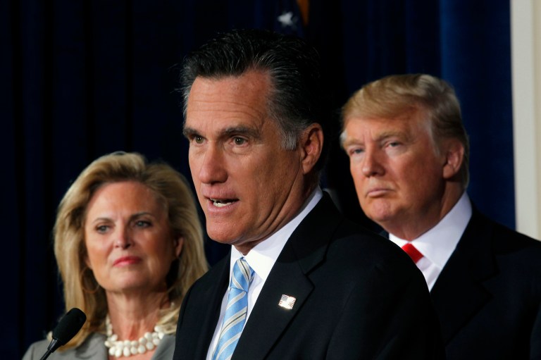 Like Donald Trump in 2016, Mitt Romney threatened to use tariffs to retaliate against Chinese currency manipulation in 2012. (AP Photo/Gerald Herbert)