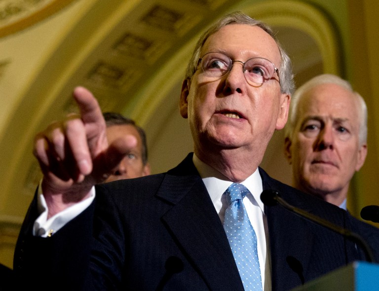 Senate Majority Leader Mitch McConnell announced a deal to authorize highway funding for the next six years. (AP Photo)