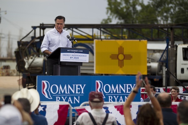 Republican presidential candidate Mitt Romney speaks during a campaign event at Watson Truck and Supply on Thursday in New Mexico. (AP Photo)