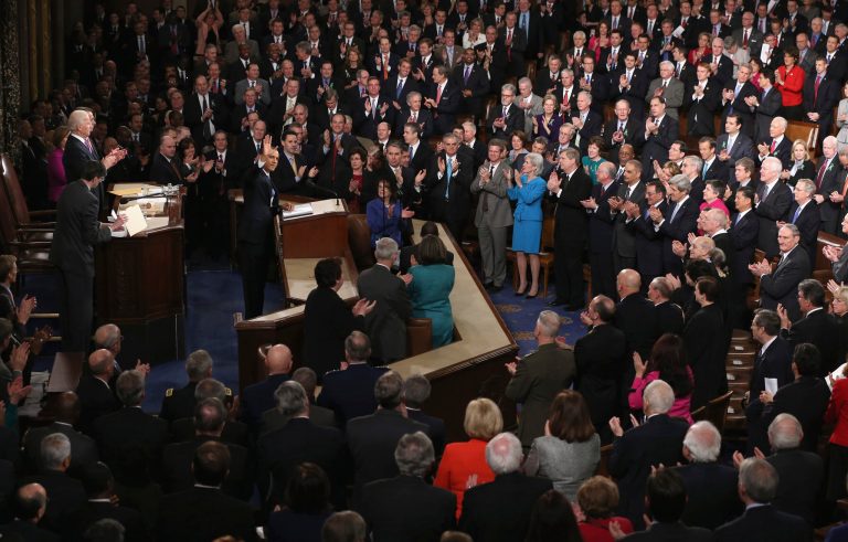 President Obama delivers his State of the Union speech before a joint session of Congress at the U.S. Capitol on February 12, 2013 in Washington, DC. Conservative talk show host Mark Levin is encouraging Republicans to boycott this year's State of the Union. (Photo by Alex Wong/Getty images)