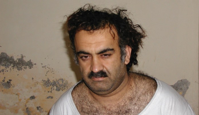 FILE - In this March 1, 2003 file picture, Khalid Sheikh Mohammed is seen shortly after his capture during a raid in Pakistan.