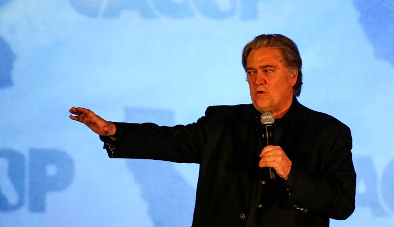 The Breitbart head has come crashing down on Capitol Hill. (AP Photo/Ringo H.W. Chiu)
