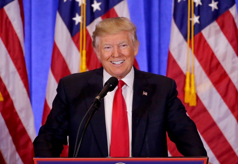 President-elect Trump prepared to make his way to Washington, D.C., for his inauguration as president Thursday morning. (AP Photo/Seth Wenig)