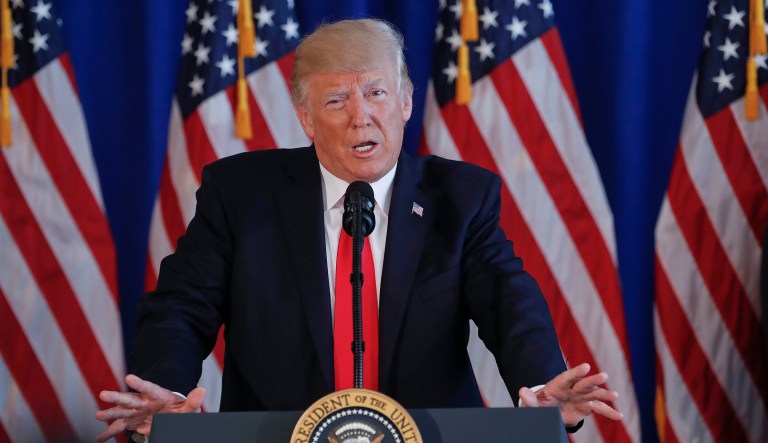 President Trump announced Monday he will return to Washington this morning to work on military and trade issues. (AP Photo/Pablo Martinez Monsivais)