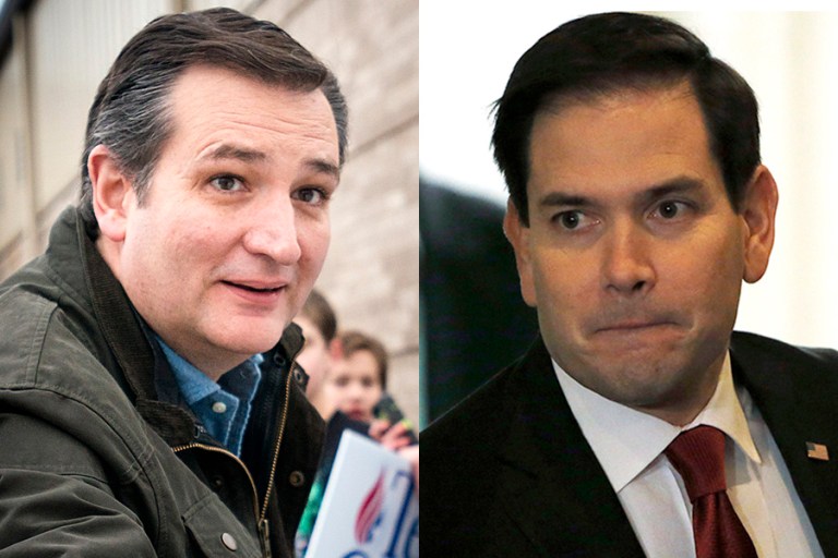 Long days for Cruz and Rubio illustrated how each believes they must knock the other down. (Justin Wan/Sioux City Journal via AP, AP photo)