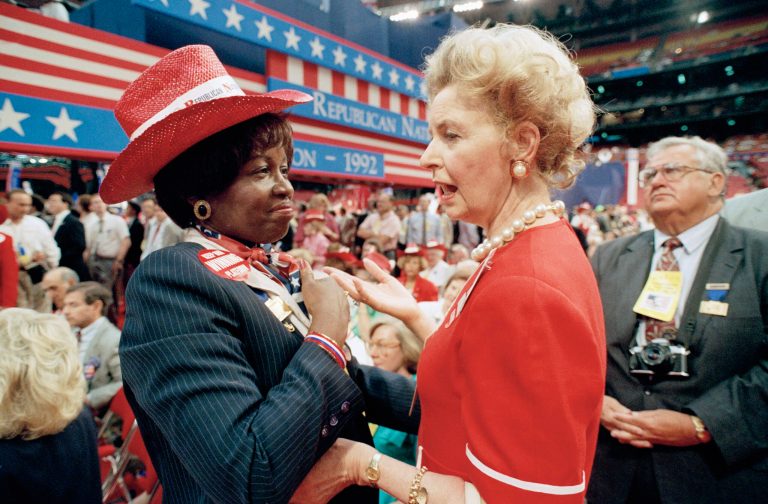 Phyllis Schlafly, a delegate from Alton, Ill., at the 1992 GOP convention. (AP Photo/Barry Thumma)