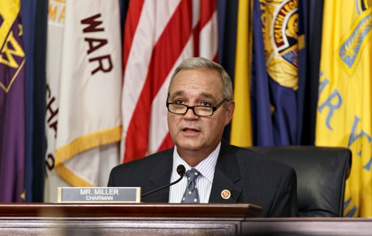 Rep. Jeff Miller, R-Fla., chairman of the House Committee on Veterans' Affairs, holds a hearing about allegations of gross mismanagement and misconduct at VA hospitals possibly leading to patient deaths, on Capitol Hill in Washington, Wednesday, May 28, 2014. (AP Photo/J. Scott Applewhite)