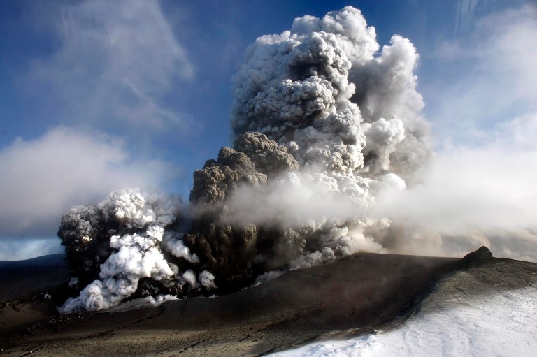 FILE - This is a Saturday, April 17, 2010 file photo of the volcano in southern Iceland's Eyjafjallajokull glacier sends ash into the air .The Icelandic volcano that has kept much of Europe land-bound is far from finished spitting out its grit, and offered up new mini-eruptions Saturday that raise concerns about longer-term damage to world air travel and trade. Budget airline easyJet PLC said Thursday May 19, 2013 it has acquired a ton of ash from Icelandic volcanoes for use in an experiment to test ash detection technology. The U.K.-based carrier says the experiment aims to minimize the impact of events like the 2010 volcanic eruption in Iceland, when air travel was crippled and millions of passengers were left stranded for days because the ash cloud was considered too dangerous to fly through. (AP Photo/Brynjar Gauti, File)