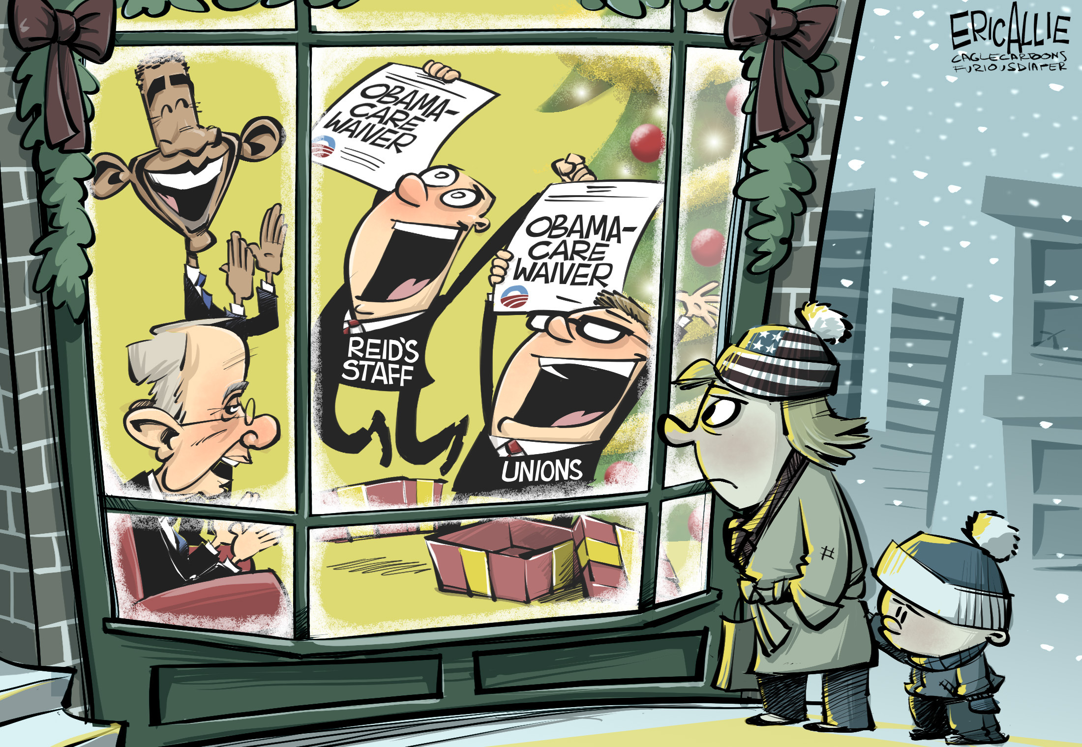 Editorial cartoon: Obamacare waivers