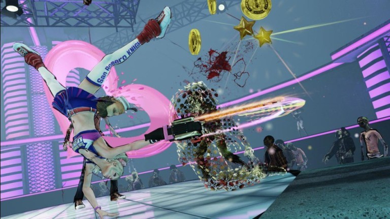   This video game image released by Warner Bros. shows a high school cheerleader zombie slayer in âLollipop Chainsaw.â (AP Photo/Warner Bros.)  